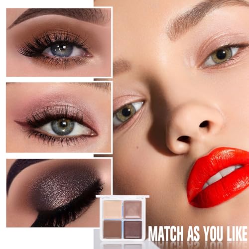 Kaely Cream Eyeshadow Quad - Nude Brown Matte Shimmer Palette