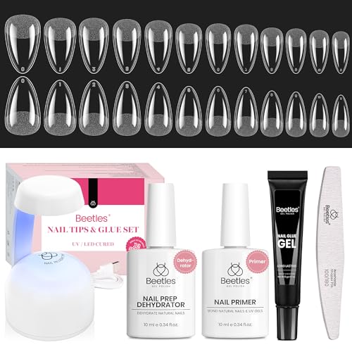 Beetles Gel Nail Kit Short Almond with Dehydrator & Primer - B-Almond S 576pcs