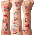4th of July Temporary Tattoos - 96 Waterproof Patriotic Designs