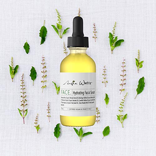 Angie Watts FACE. Hydrating Facial Serum, 2oz - All Natural and Organic Ingredients | 100% Vegan | Ultra Hydrating | Fragrance-free | Formulated with Luxury Beauty Oil, Marula