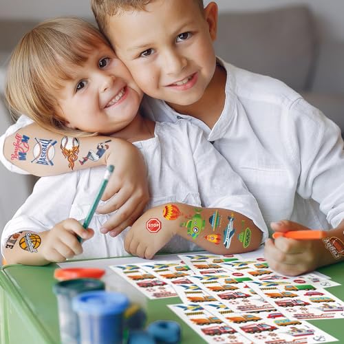 Kids Temporary Tattoos 50 Sheets - 300+ Styles Sports & Transportation