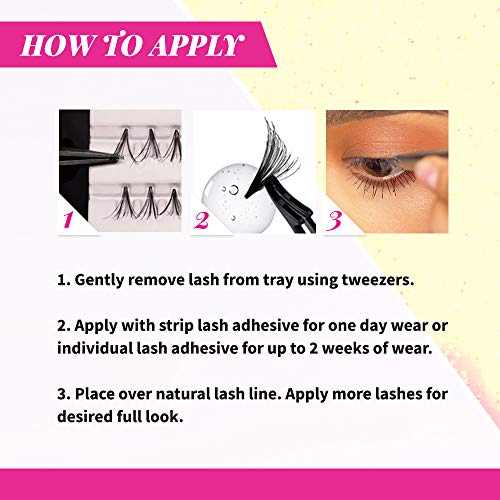 Andrea Knot-Free Naturals Individual Lashes - Long, Black, Lightweight DIY Lash Clusters, Comfortable Eyelash Extensions, 4 Pack