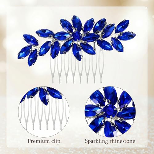 Blue Rhinestone Hair Comb for Women Wedding & Party Accessories