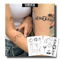 2 Sheets Long Lasting Love Chain Temporary Fake Tattoos For Women Arm Hand Neck Waist,Bow Cherry Rabbit Semi Permanent Tattoo For Adults Girl,Realistic, Waterproof and Non-Reflective