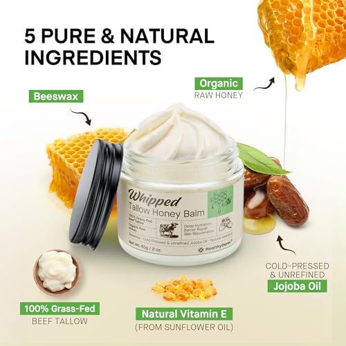 Advanced Nourish & Restore Duo for Mature Skin ? Super Vitamin C Face Serum + Whipped Beef Tallow Honey Balm ? Hydrate, Brighten & Lift for Women Over 60, Anti-Aging Natural Moisturizer Duo