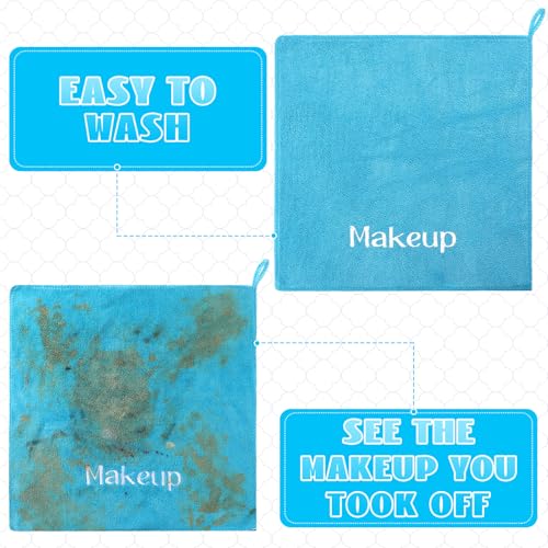 12 Pack Reusable Makeup Remover Cloths 13" x 13" Thick Microfiber Face Towels Colorful Soft Cleansing Eraser Wash Cloths for Skin Facial Hand Travel Use