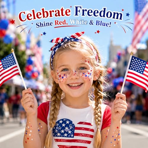 Red White Blue Glitter Stick - Waterproof Face Body Sparkle