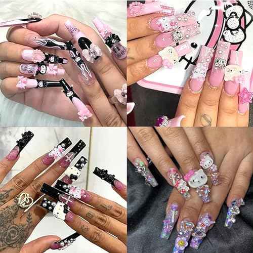 121 PCS Kitty Nail Charms Nail Art Stickers-Kawaii Nail Charms Nail Decorations for Nail Art Supplies 3D Flatback Resin Charms