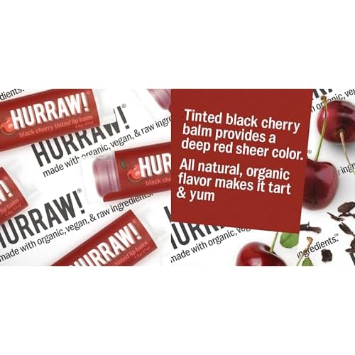 Hurraw! Raspberry Tinted, Black Cherry Tinted, Hazelnut Tinted Lip Balms, 3 Pack Bundle: Organic, Vegan, Cruelty & Gluten Free. Non-GMO, 100% Natural. Bee, Shea, Soy & Palm Free. Made in USA