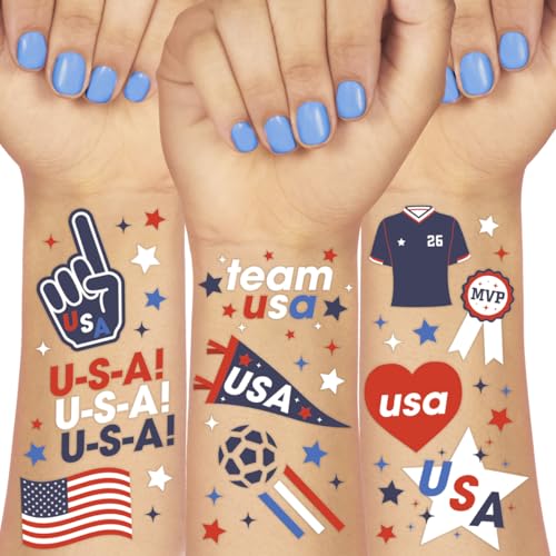 Soccer USA Temporary Tattoos - 2 Sheets, Patriotic