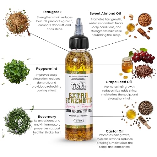 Extra-Strength Herbal Hair Growth Oil - Rosemary & Fenugreek Blend, 4 Fl Oz