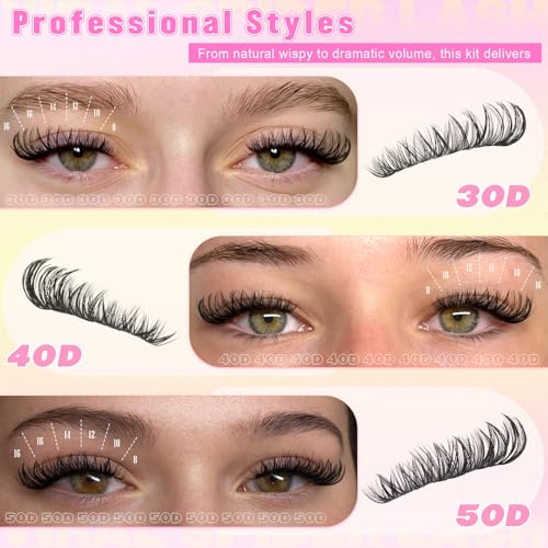 Lash Clusters Kit 684Pcs DIY Eyelash Extensions 6 Styles