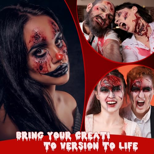 Halloween Fake Blood Spray Kit - 4 Bottles + Gel Makeup