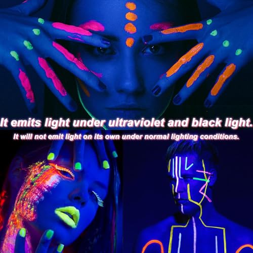 Glow in The Dark Face Paint Set - 12 Colors UV Black Light