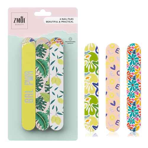 Nail Files - Professional Medium Emery Boards 6 Dual-Sided Medium, Fine Grit for Natural/Acrylics - Nail Shapers to Smooth/Refine Nails (Pack of 1)
