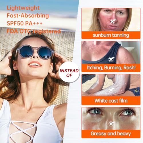 Mineral Sunscreen Spray SPF 50, 360¡Æ Mist, Broad-Spectrum UVA/UVB Protection, Lightweight & Non-Greasy, Travel Size Sunscreen Spray for Face & Body, Water & Sweat Resistant£¬5.07oz/150ml (2 pack)