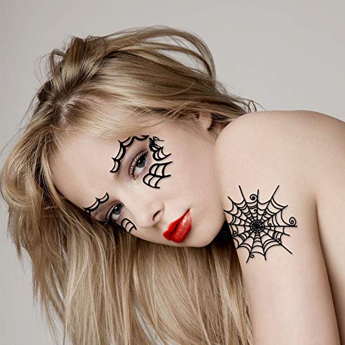 65pcs Halloween Spider Web Temporary Tattoos