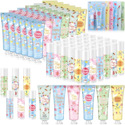 Loopeer 36 Sets Easter Gifts Bulk Easter Basket Stuffers Party Favors for Adults with Hand Cream and Lip Balm Travel Size Lotion Sets for Coworkers Employees Women Spring Goodie Bag Fillers