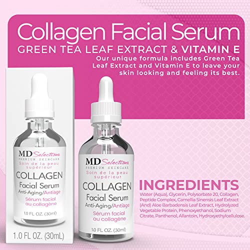 Collagen Serum with Facial Moisturizer - Peptide Collagen Serum for Face, Lifting, Plumping, & Firming Collagen Facial Serum Improves Elasticity, Reducing Acne (1+1 Fl Oz, 2-Pack)