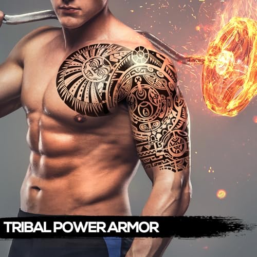 Waterproof Tribal Tattoos - 2 XL Sheets for Chest & Arms