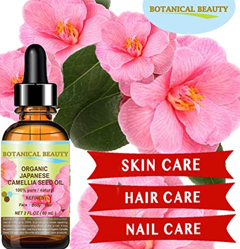 Japanese CAMELLIA Seed Oil 100% Pure Natural Undiluted Refined Cold Pressed Carrier Oil for Face Hair Skin Nails 0.5 Fl. oz 15 ml by Botanical Beauty