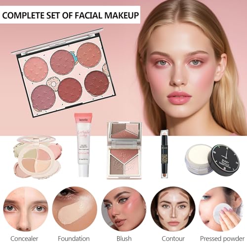 34-Piece Complete Makeup Kit with Eyeshadow, Brushes & Accessories