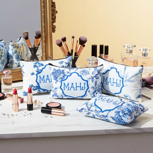 6 Pcs Mahjong Cosmetic Bag Gifts for Women Mahj Makeup Bag Zippered Pouch for Mah Jong Lover Player Birthday Party Supplies Friend Mom Grandma Mother's Day Lucky Gift(Chinese Mahjong)