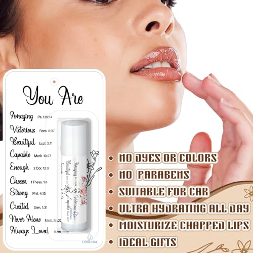 100 Pack Christian Gifts Bulk for Women Men Religious Lip Balms Bulk Church Party Favors Christmas Party Gifts Stocking Stuffers Bible Verse Study Supplies for Employee Staff Coworkers