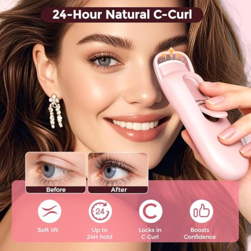 Heated Eyelash Curler with Anti-Burn Silicone Pad - 2 Heat Levels