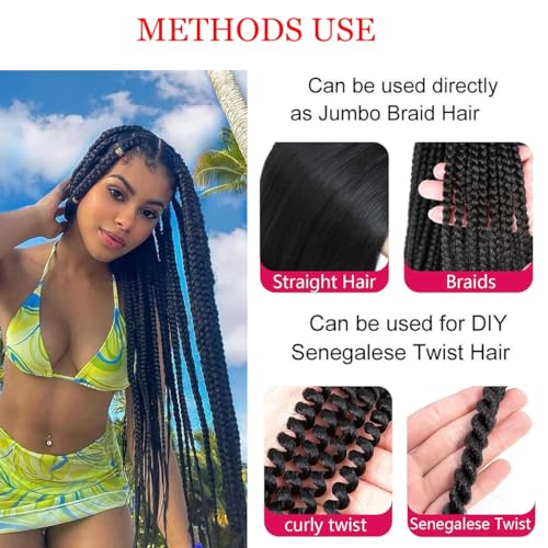 Red Pre Stretched Braiding Hair Professional Crochet Braid Hair 30 Inch 3 Packs Soft Synthetic Braiding Hair Extensions for Twist Senegalese Crochet Hair(30",Red)