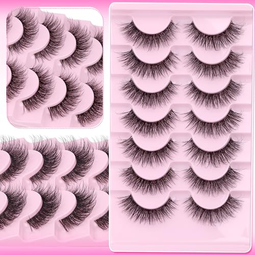 Wispy Mink False Eyelashes Clear Band 18mm - 7 Pairs