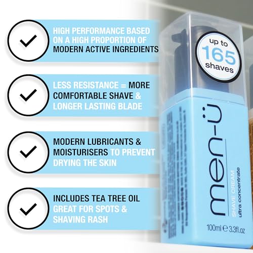 men-? High-Performance Shaving Cream w/UP TO 165 SHAVES, mens shaving cream with Long Lasting/Ultra-Concentrate Formula with Tea Tree oil/Lubricants & Moisturisers, shaving cream mens 3.3 fl oz.¡¦