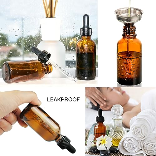 10 Pack 2oz Amber Glass Dropper Bottles UV Protection
