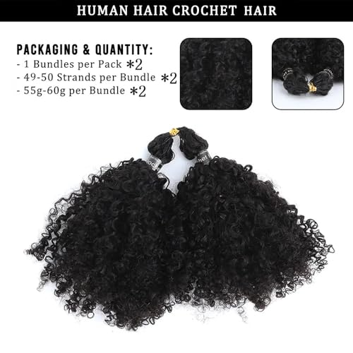 Tight Curly Crochet Hair 120g 100% Human Hair 18in Black