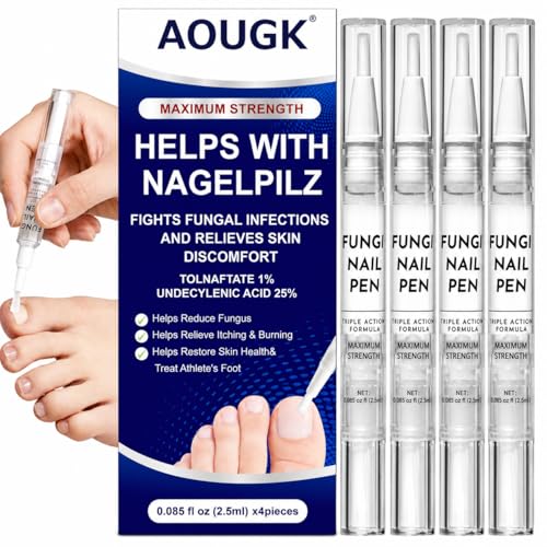 AOUGK Toenail Fungus Treatment Pen - 25% Undecylenic Acid, 4 Pack