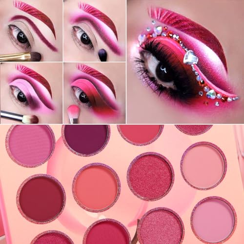 DE'LANCI Pink Eyeshadow Palette - 12 Shades, Highly Pigmented