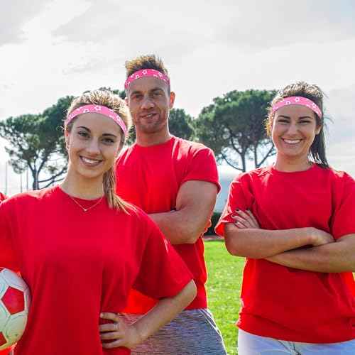 SATINIOR 4 Pieces Non-slip Soccer Headband for Girl Adjustable Football Hairband Sport (Pink)