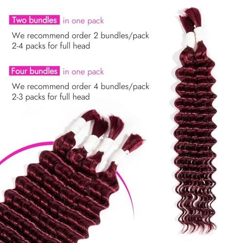 Human Braiding Hair for Boho Braids Deep Wave, Curly, Black Women,
