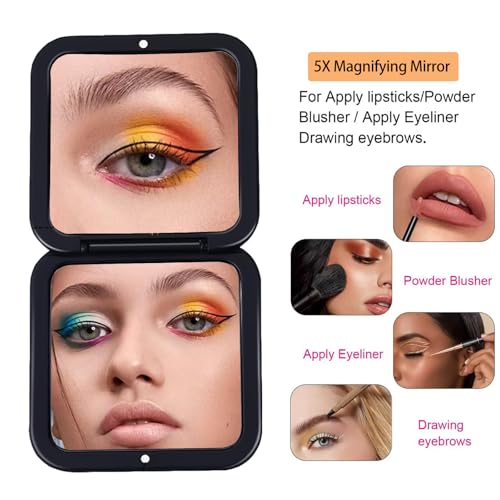 Compact 5X Magnifying Makeup Mirror for Purse - Portable & Slim