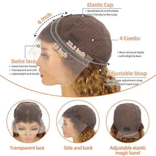 30 Inch Honey Blonde Curly Wig Human Hair Jerry Curly 200 Density 13x6 HD Lace Front Wigs Human Hair Pre Plucked Highlight Ombre HD Lace Frontal Wig 4/27 Curly Wigs For Black Women Wet And Wavy Wig