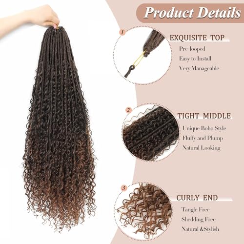 Boho Soft Locs Crochet Hair 30 Inch - 9 Packs Ombre Brown