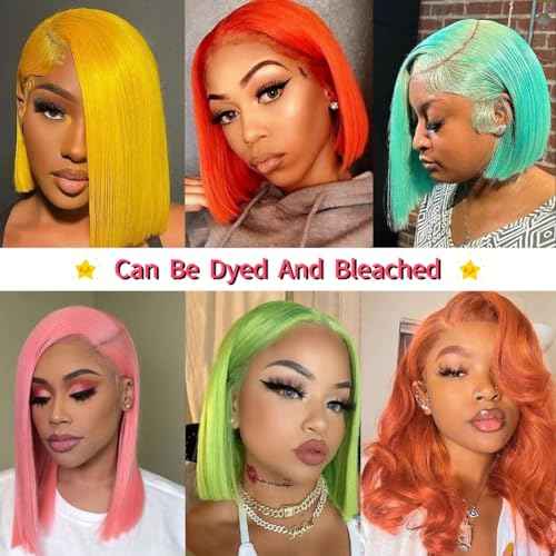 613 Blonde Bob Wig Human hair 180 Density 13x4 Blonde Lace Front Wigs Human Hair Pre Plucked With Baby Hair 613 HD Lace Frontal Wig Straight Glueless Wigs Short Bob Wig For Women 10 Inch