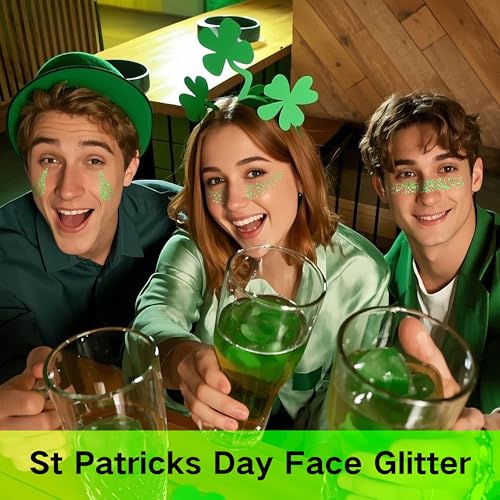 Paminify Green Face Glitter Gel - 4 Unique Styles for St. Patrick's Day