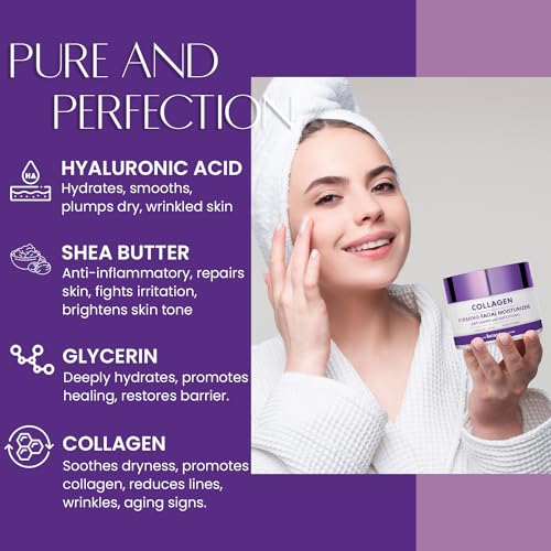 Collagen Daily Face Moisturizer - Anti-Aging, Skin Firming, Hydrating - Dermatologist Tested, Clean Beauty, Cruelty-Free Korean Skin Care for All Skin Types - 1.69 fl. oz (2 Pack)