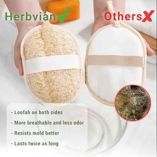 Vietnamese Natural Loofah Exfoliating Body Scrubber Pads, 100% Plant-Based Shower Luffa Sponge, Bath Loofah for Women Men (Pack of 1)
