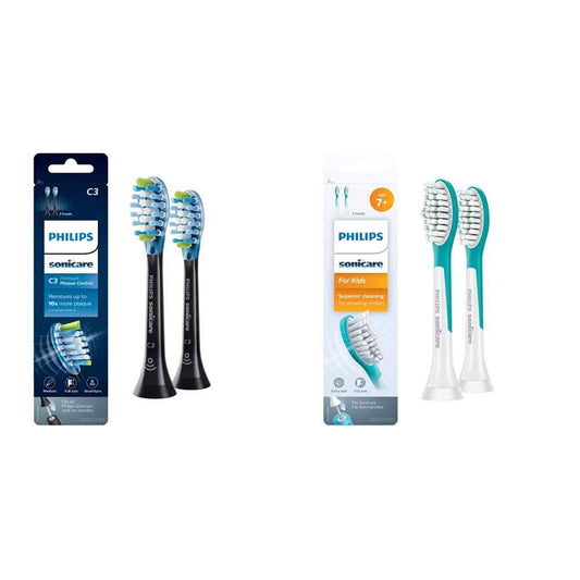 Philips Sonicare Genuine Replacement Toothbrush Heads Bundle with Premium Plaque Control and for Kids Heads