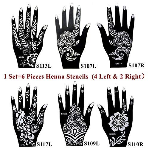 Henna Tattoo Stencil Kit - 6 Sheets Reusable PVC Templates