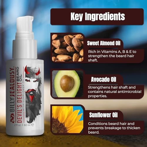 Billy Jealousy Beard Care Bundle: Devil's Delight Beard Balm (2 oz) + Hydrating Beard Oil (2 oz), Moisturizing & Strengthening, Softens Hair, Reduces Itch & Flakes