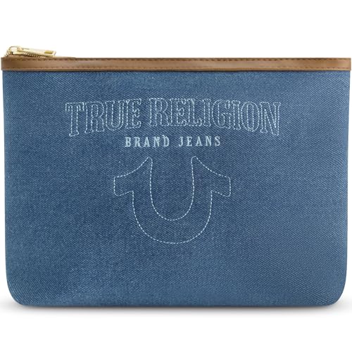 True Religion Women's Makeup Bag, Small Travel Cosmetic Zipper Pouch Organizer