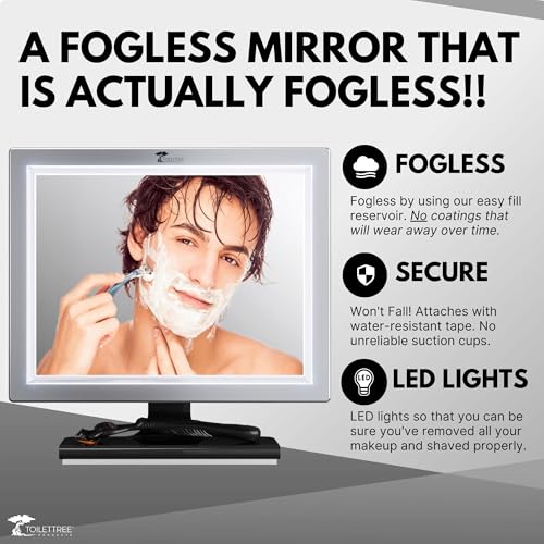 LED Fogless Shower Mirror with Squeegee | ToiletTree